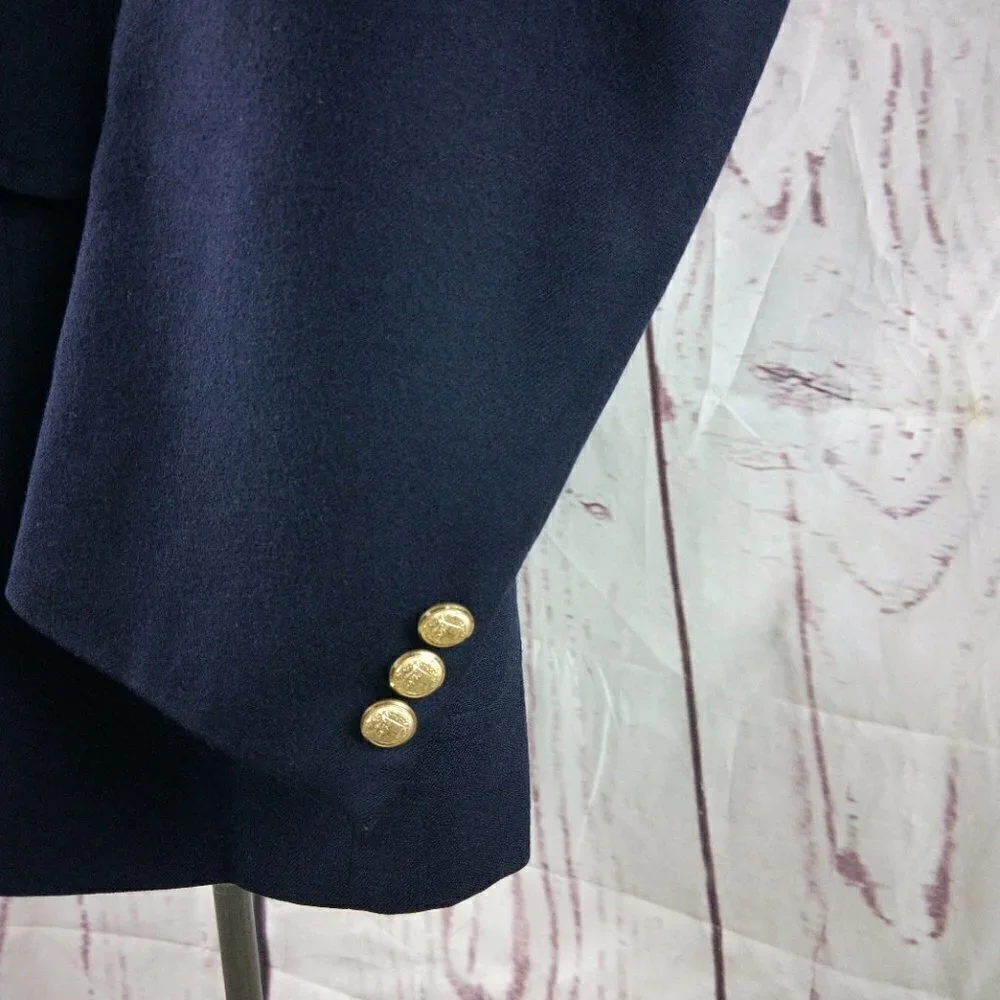 Jos A Bank Clothiers Red Label 44L Wool 2 Gold Button Blue Blazer Sport Coat